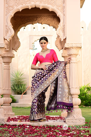 Wine Sona Rupa Zari Pure Katan Banarasi