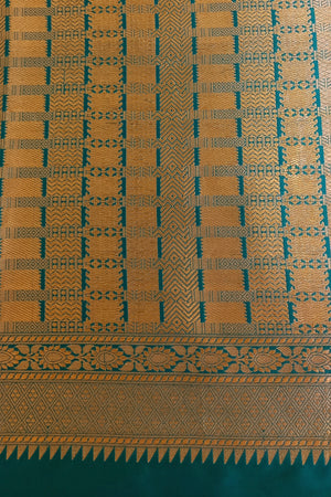 Rama Green Kadhwa Floral Buta Meenakari Pure Katan Banarasi