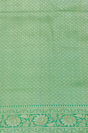 Sea Green Dual Tone Floral Jaal Pure Katan Silk Banarasi