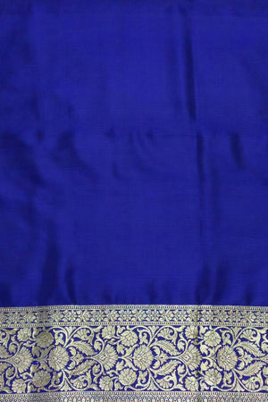 Royal Blue Floral Buti Pure Katan Silk Banarasi