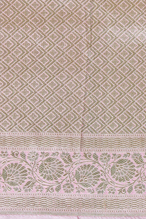 Blush Pink Floral Buta Pure Katan Silk Banarasi