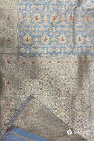 Grey Sona Rupa Zari with Meenakari Pure Katan Silk Banarasi
