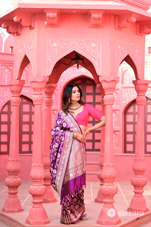 Magenta Sona Rupa zari Pure Katan Silk Banarasi