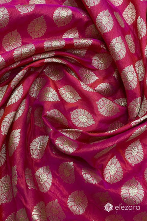 Pink Orange Dual Tone Sona ZariButa Pure Katan Silk Banarasi