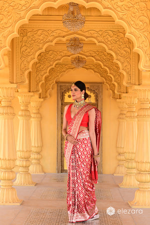 Red Sona Rupa Zari Pure Katan Silk Banarasi