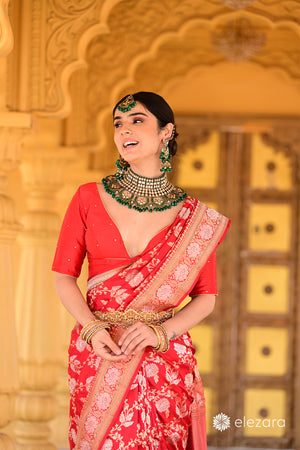 Red Sona Rupa Zari Kadhwa Pure Katan Silk Banarasi