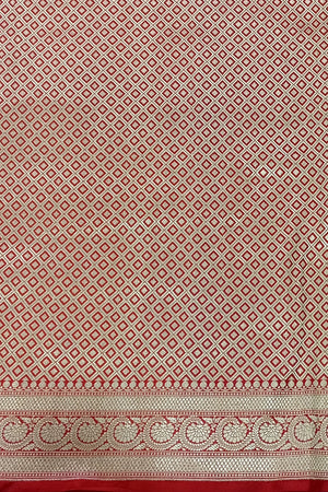 Red Sona Rupa Zari Pure Katan Silk Banarasi