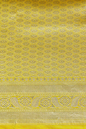 Yellow Sona Rupa zari with Meenakari Pure Katan Silk Banarasi