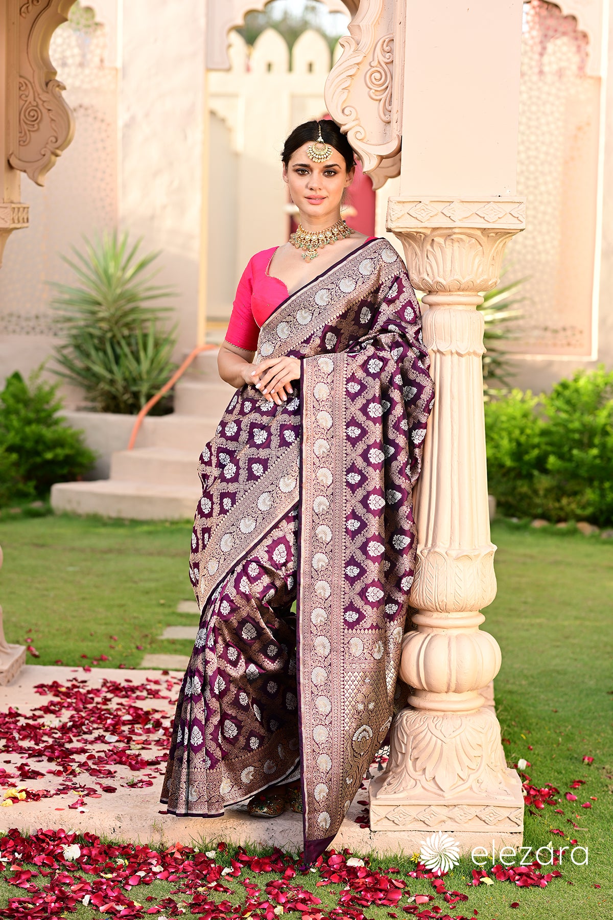 Wine Sona Rupa Zari Pure Katan Banarasi