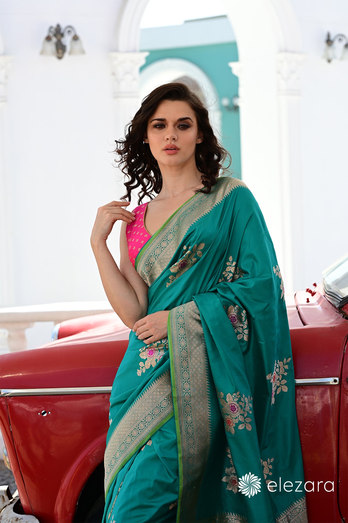 Rama Green Kadhwa Floral Buta Meenakari Pure Katan Banarasi