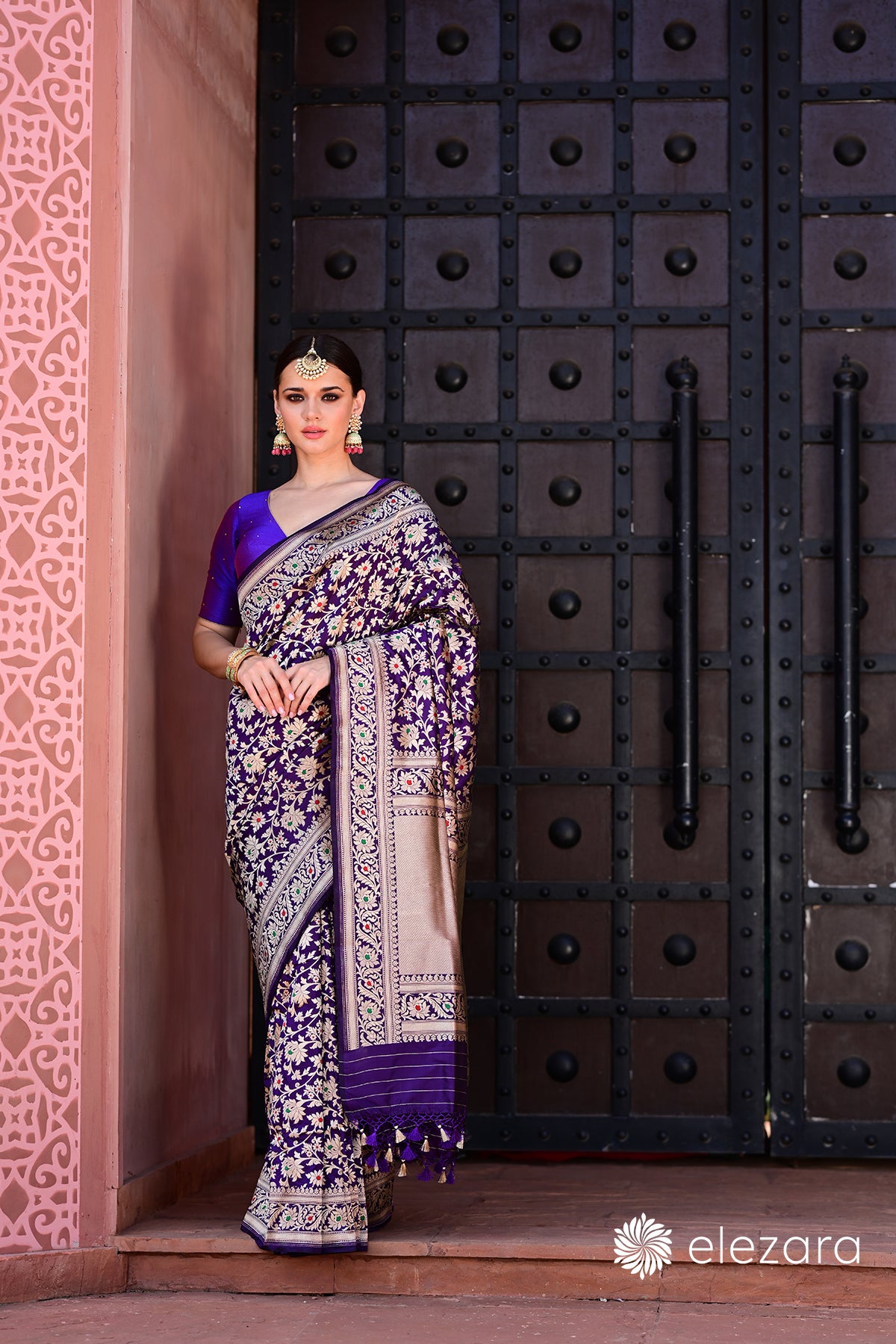 Purple Sona Rupa Zari Meenakari Pure Katan Banarasi