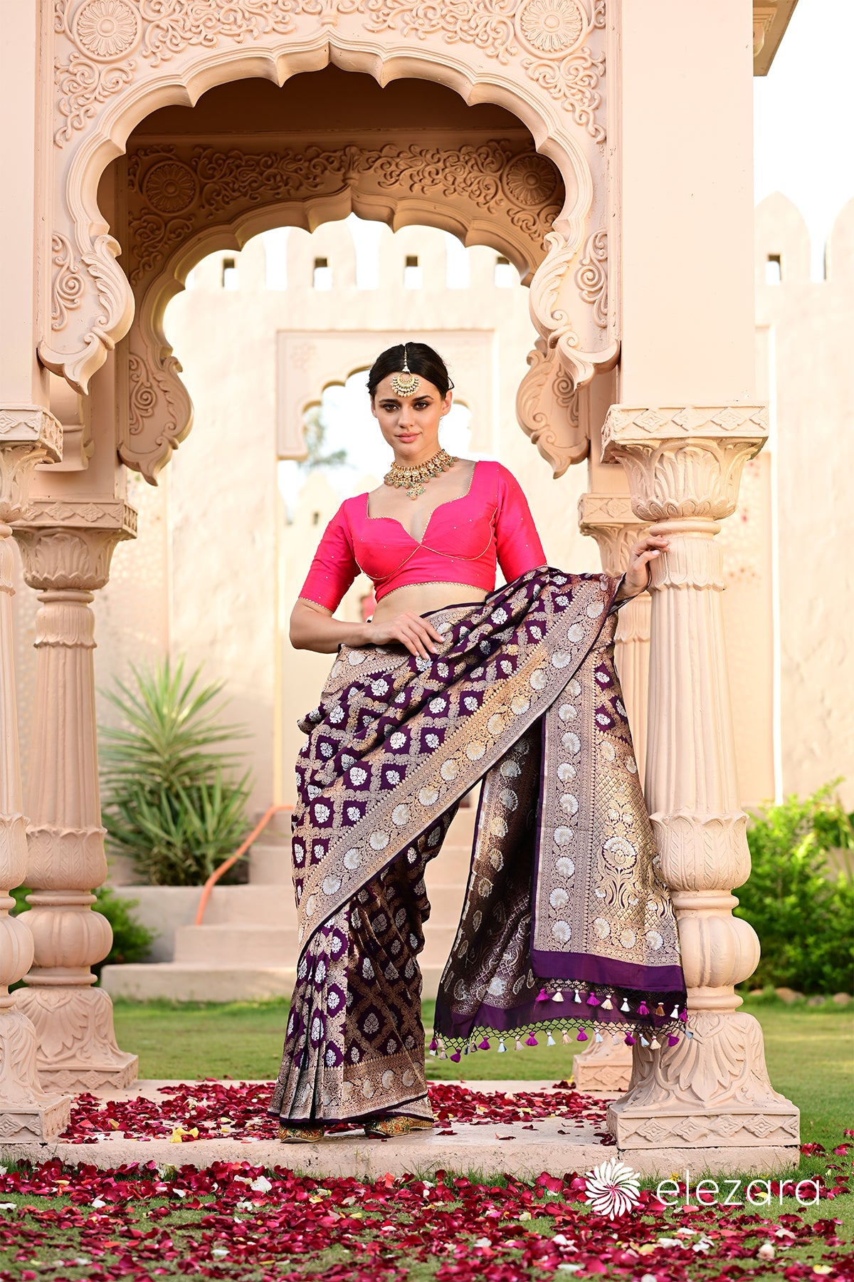 Wine Sona Rupa Zari Pure Katan Banarasi