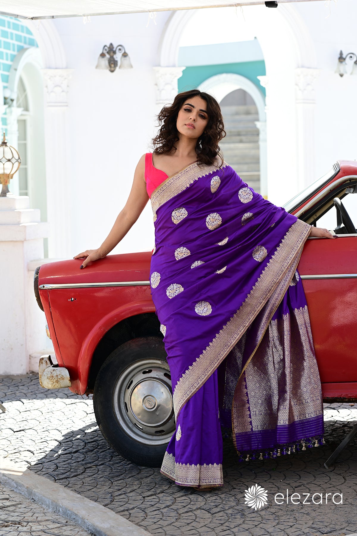 Purple Kadhwa Sona Rupa Buta Meenakari Pure Katan Banarasi