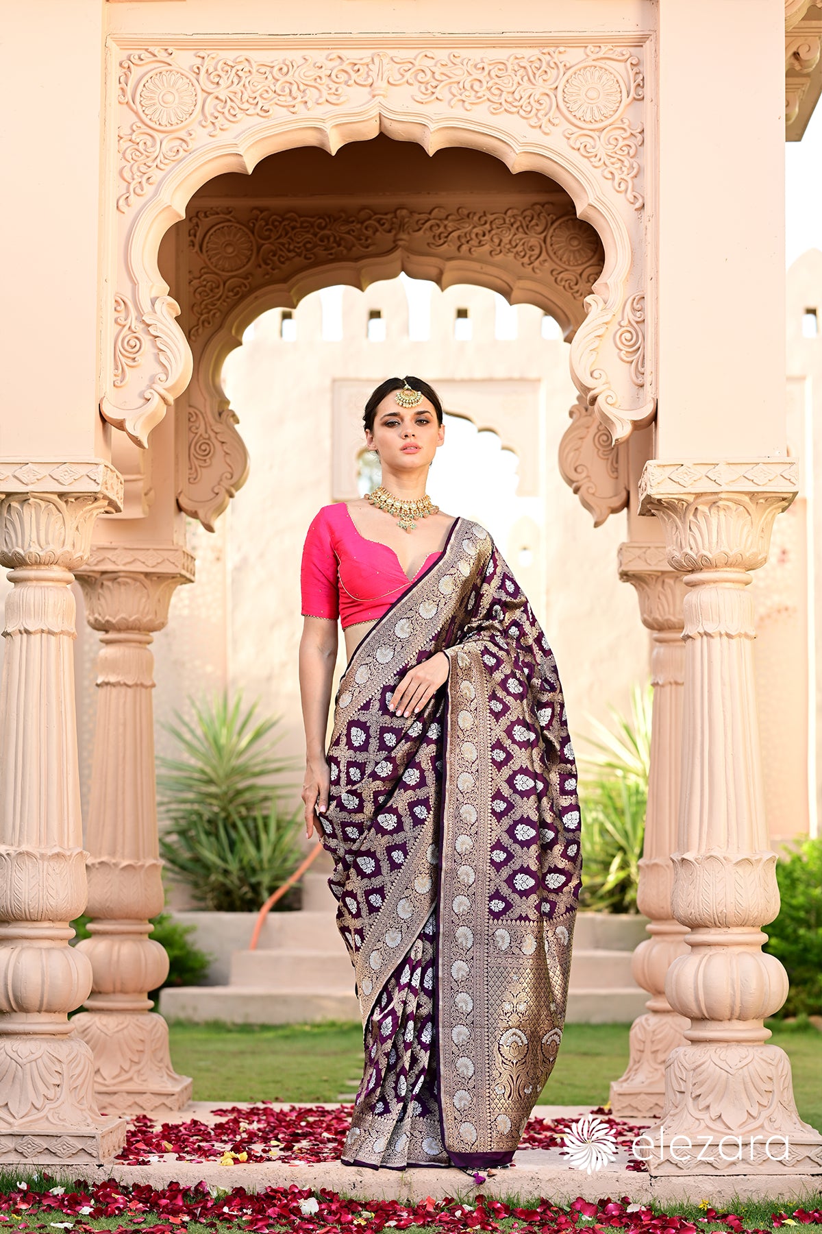 Wine Sona Rupa Zari Pure Katan Banarasi