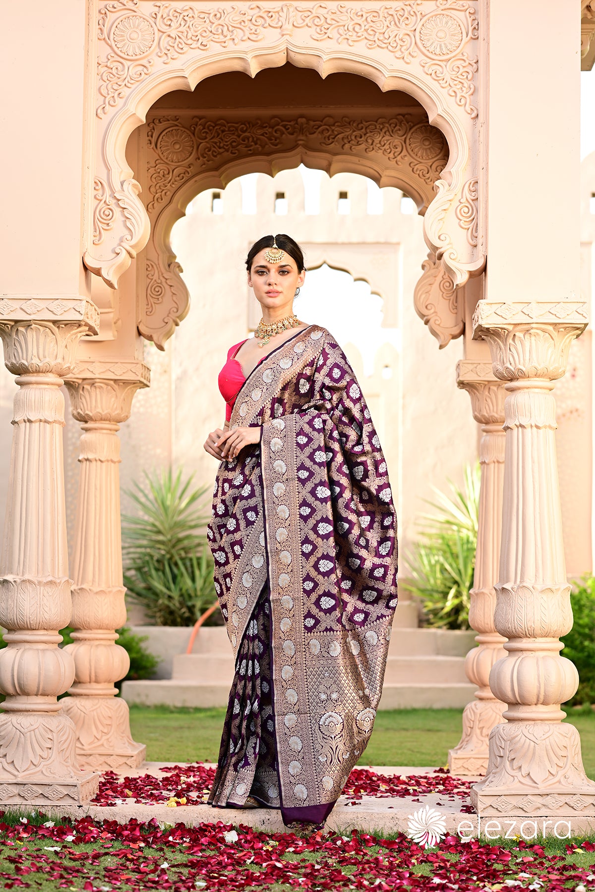 Wine Sona Rupa Zari Pure Katan Banarasi