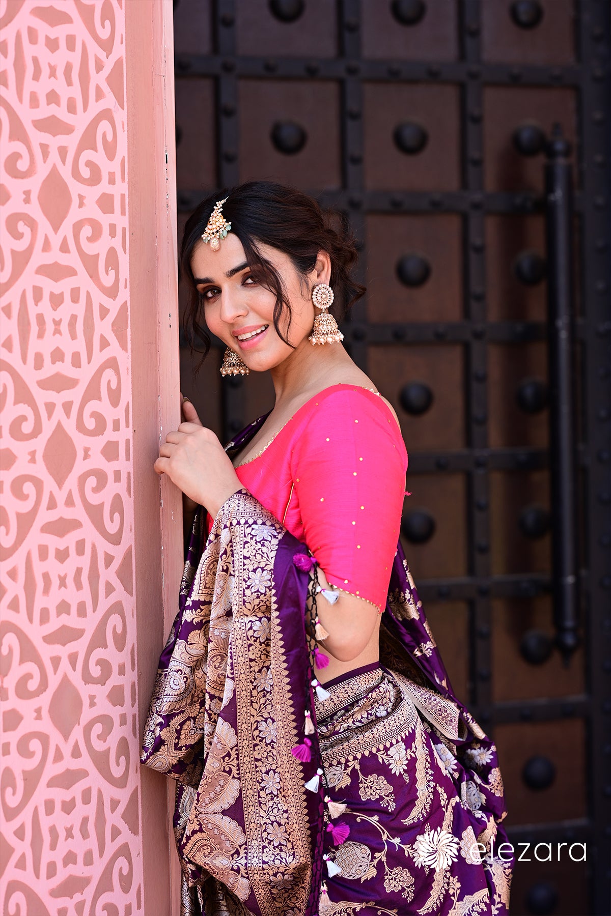 Purple-Wine Sona Rupa Zari Pure Katan Banarasi