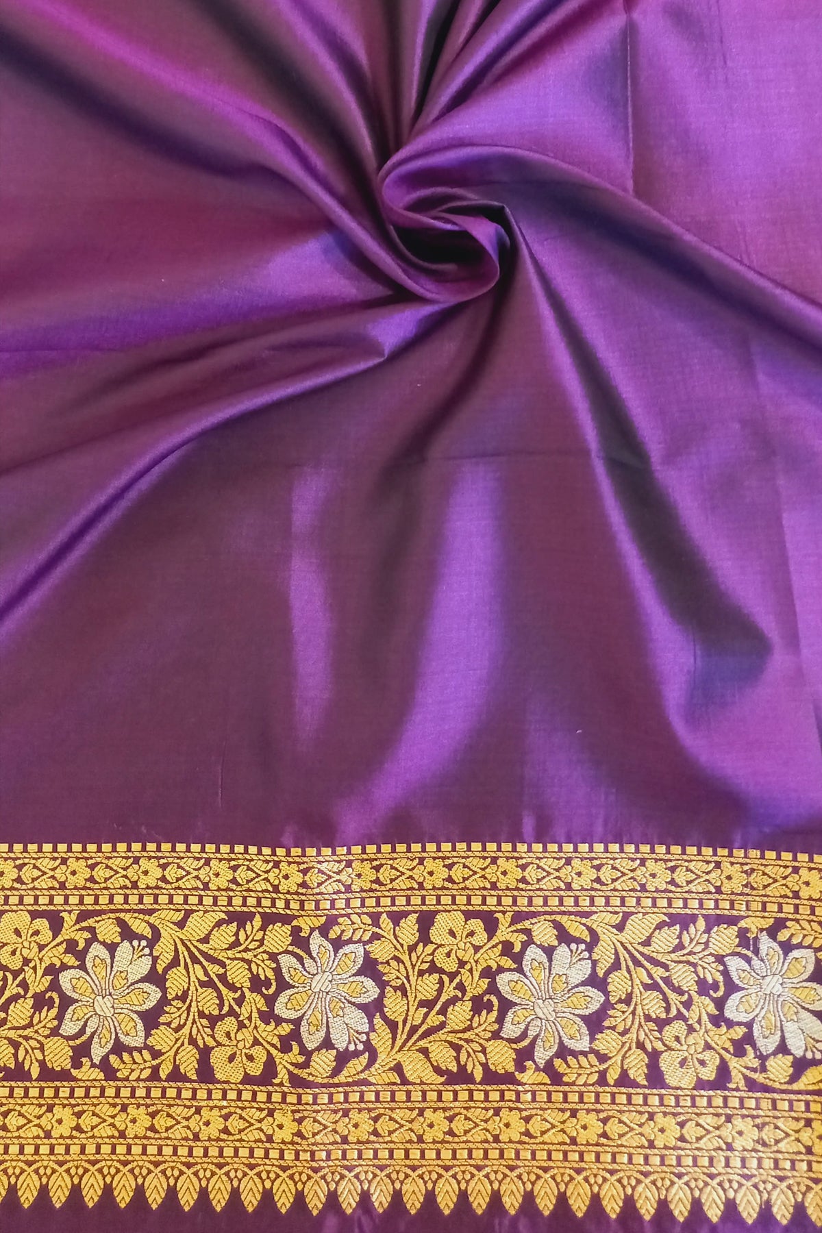 Purple-Wine Sona Rupa Zari Pure Katan Banarasi