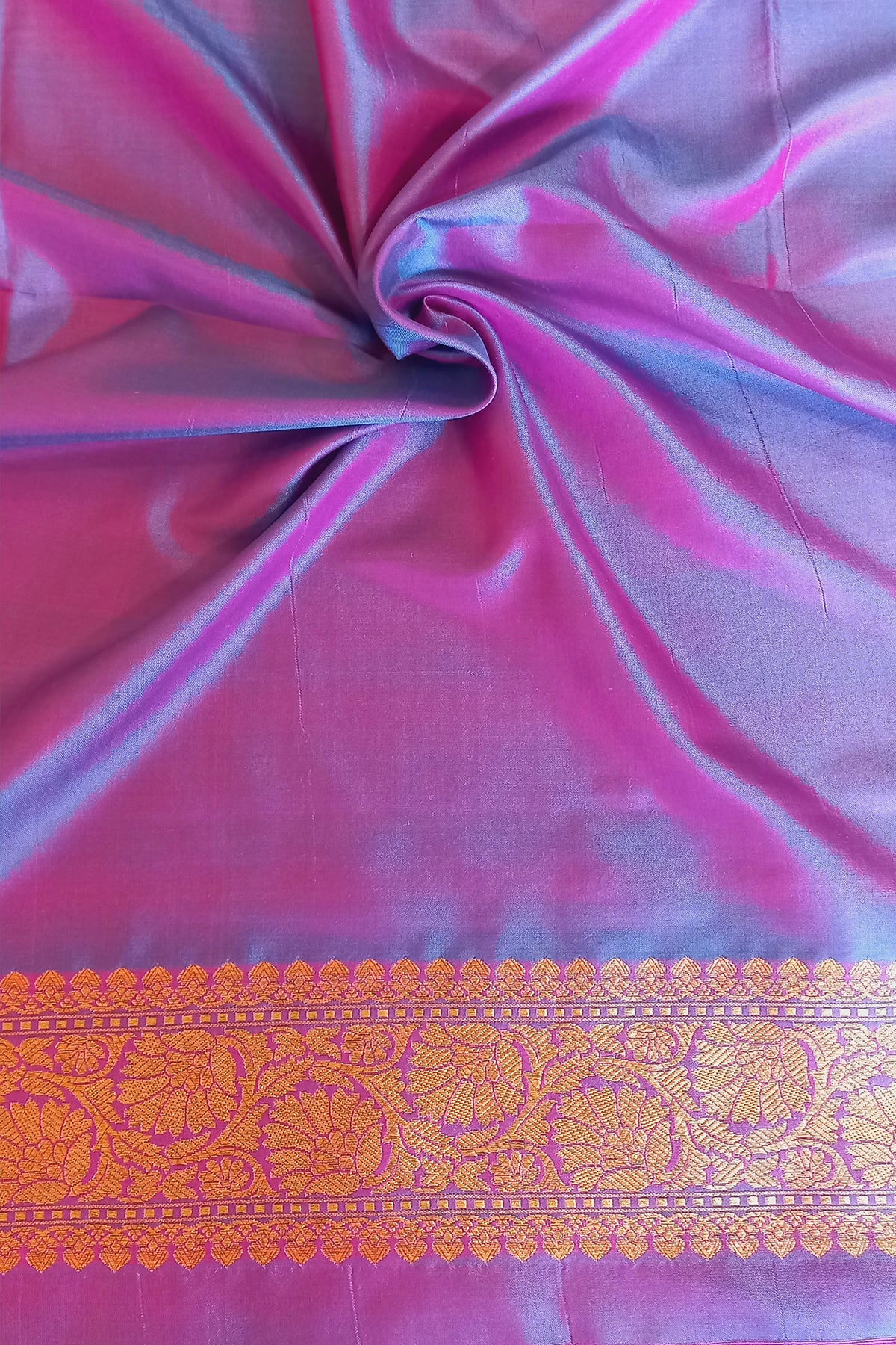 Sea-Green Kadhiyal Pink Border Meenakari Sona Zari Pure Katan Banarasi