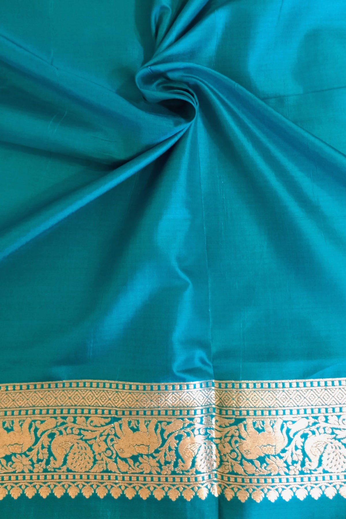 Sea-green Sona Zari Shikargah Pure Katan Silk Banarasi