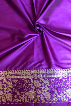 Purple Sona Zari Shikargah Pure Katan Silk Banarasi