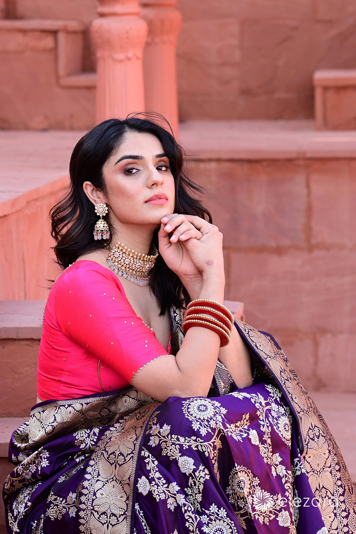 Dark Purple Sona Rupa Zari Kadhwa Pure Katan Silk Banarasi