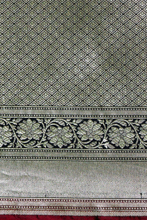 Black Floral Buta Pure Katan Silk Banarasi