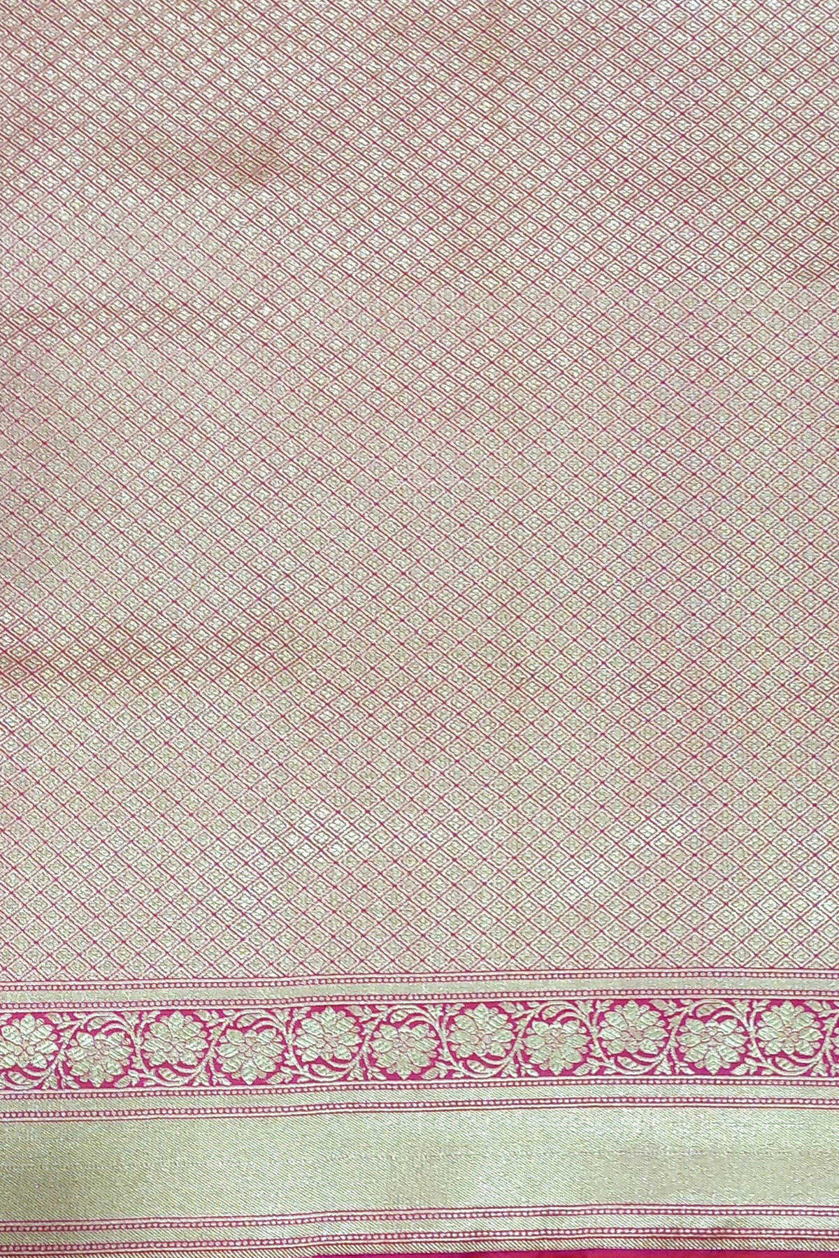 Pink Orange Dual Tone Floral Buta Pure Katan Silk Banarasi