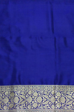 Royal Blue Floral Buti Pure Katan Silk Banarasi