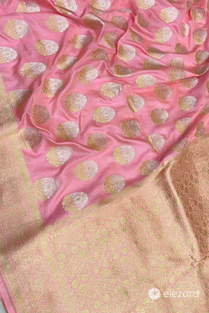 Blush Pink Sona Rupa ZariButa Pure Katan Silk Banarasi