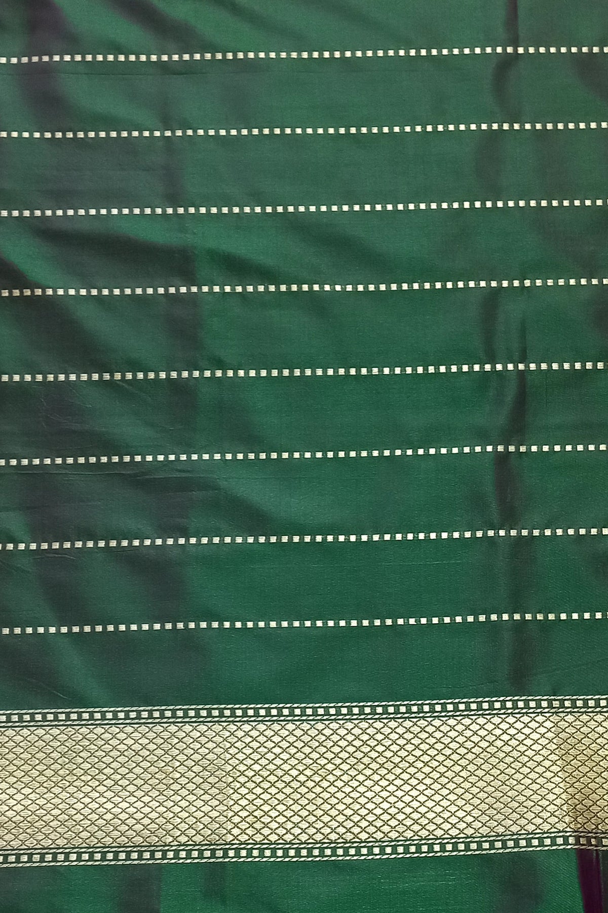 Bottle Green-Pink Dual Tone Kadhwa Buta Meenakari Border Pure Katan Silk Ektara Banarasi