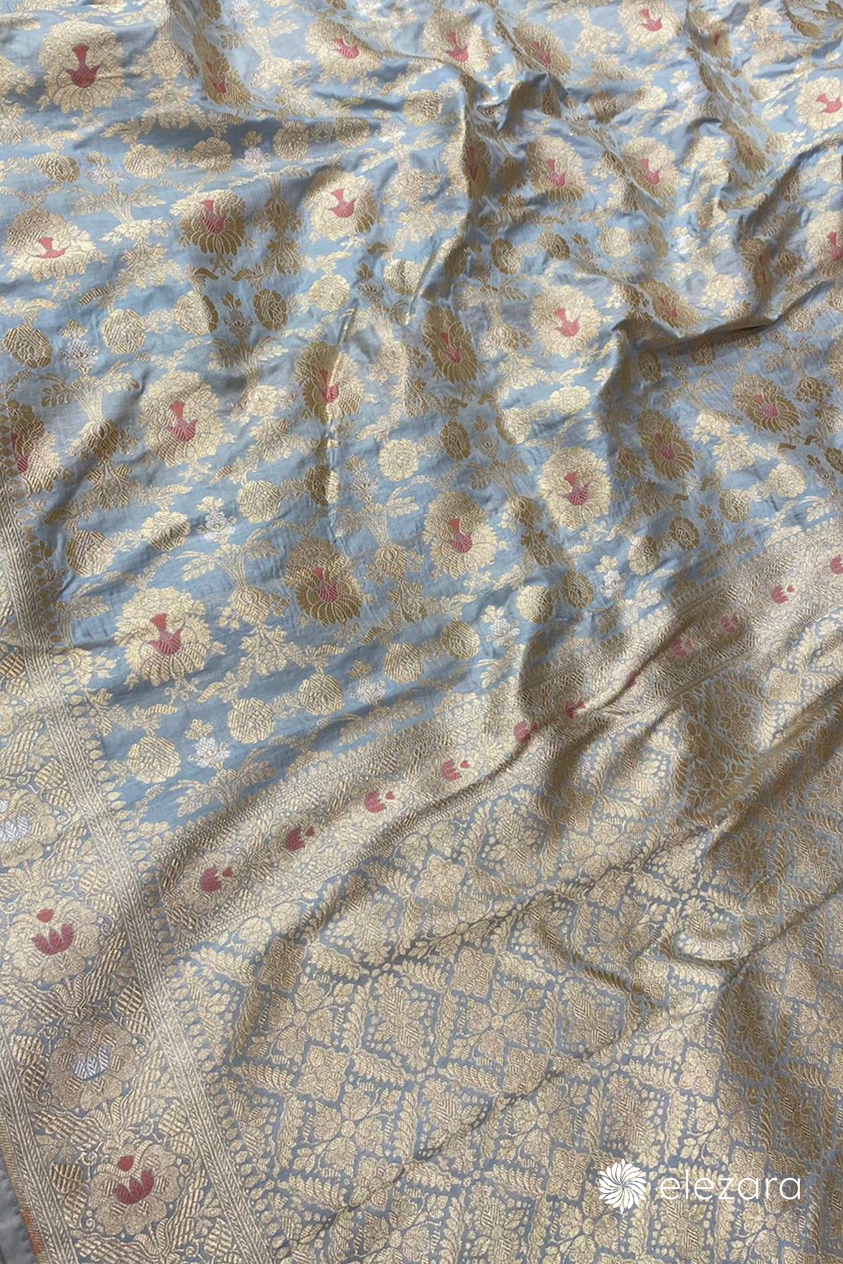 Grey Sona Rupa Zari with Meenakari Pure Katan Silk Banarasi