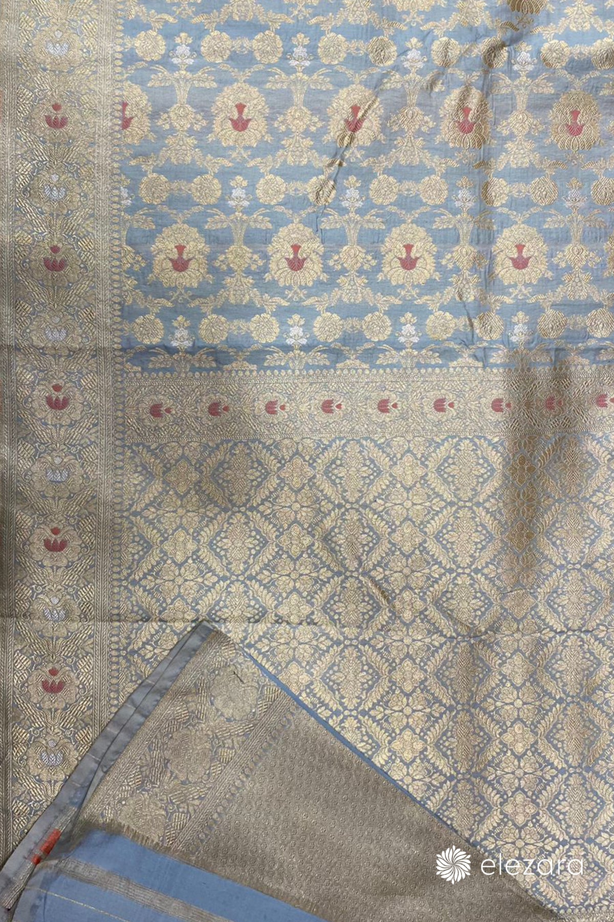 Grey Sona Rupa Zari with Meenakari Pure Katan Silk Banarasi