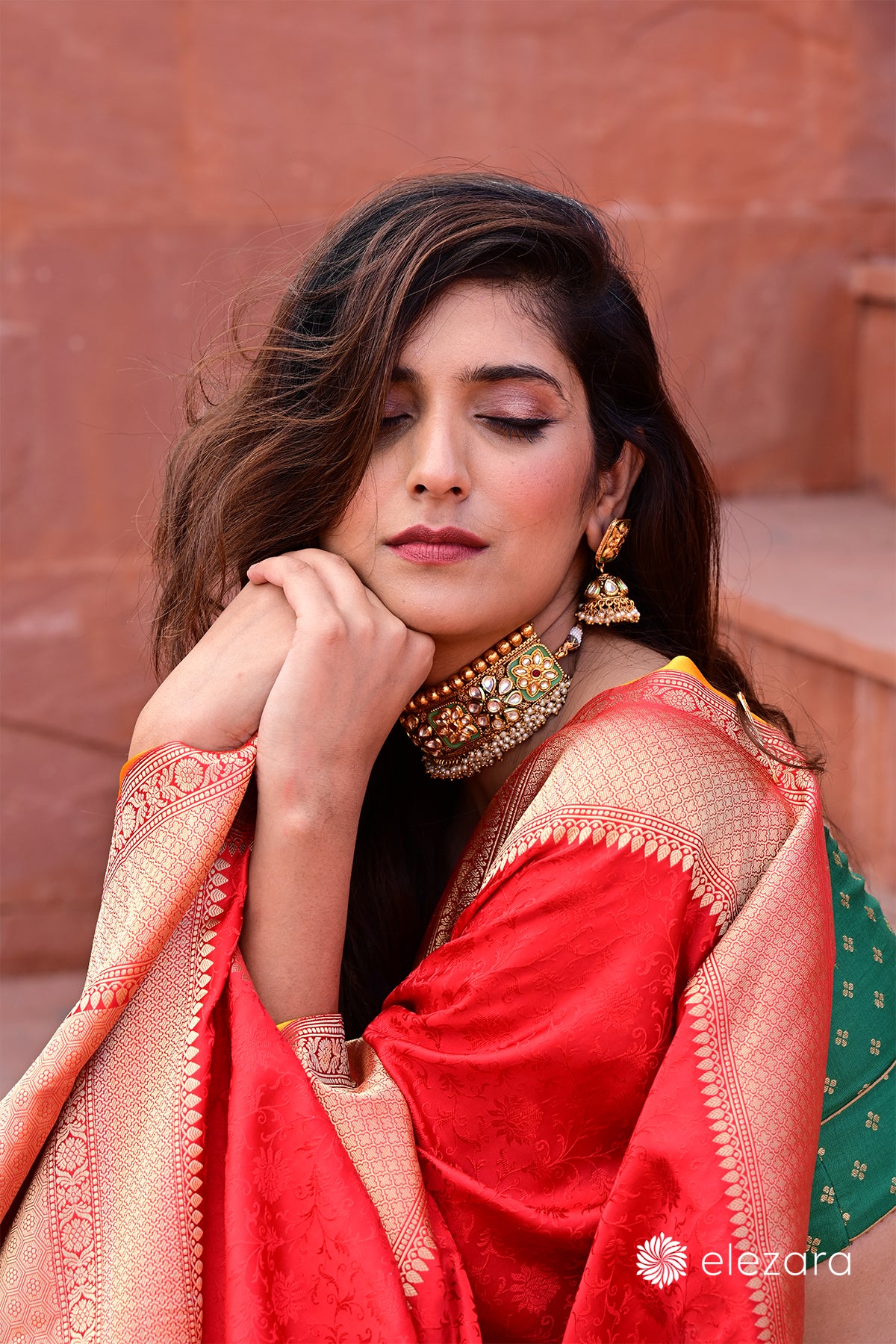 Handwoven Red Tanchoi Pure Katan Silk Banarasi