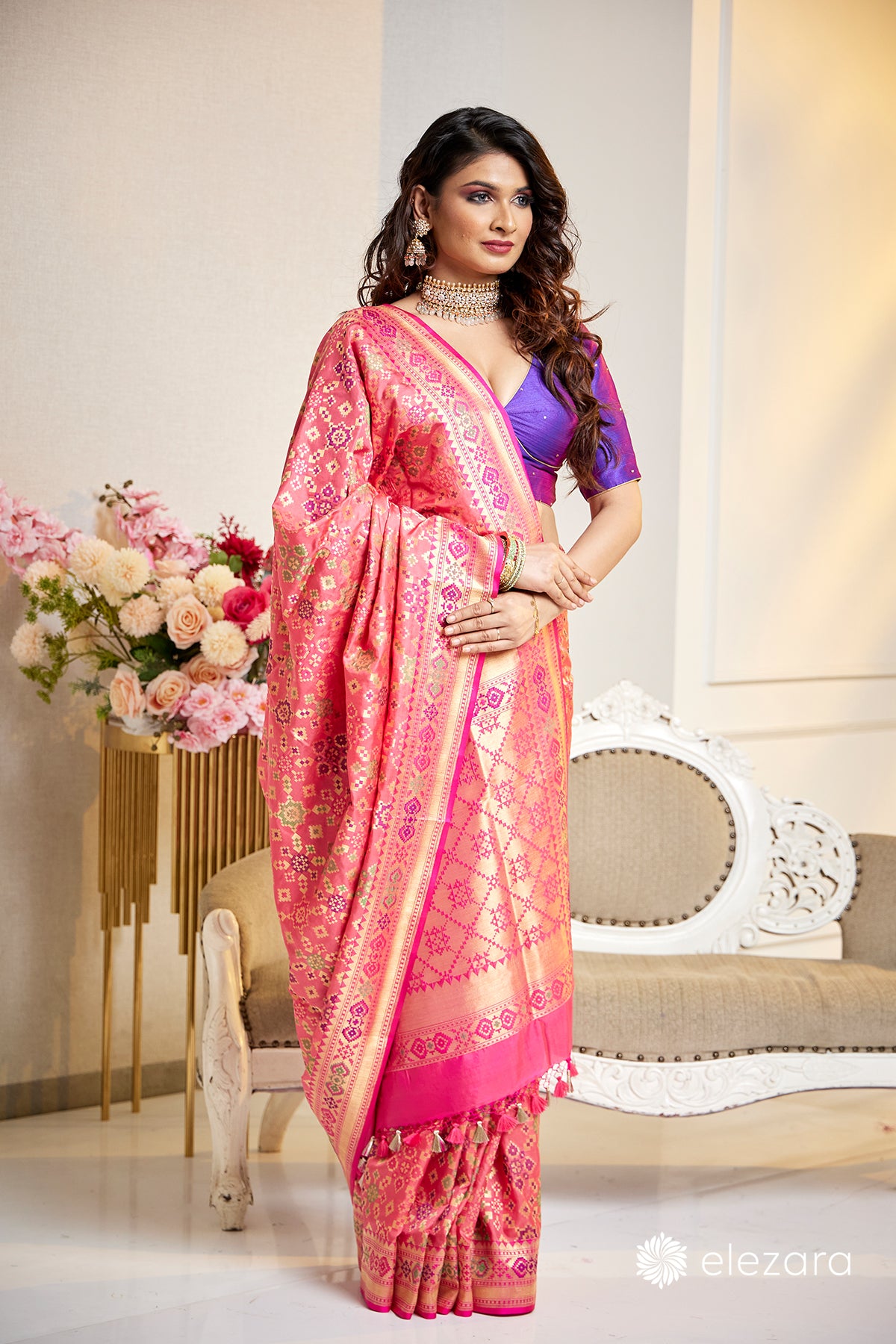 Handwoven Light Pink Pure Katan Patola Silk Banarasi