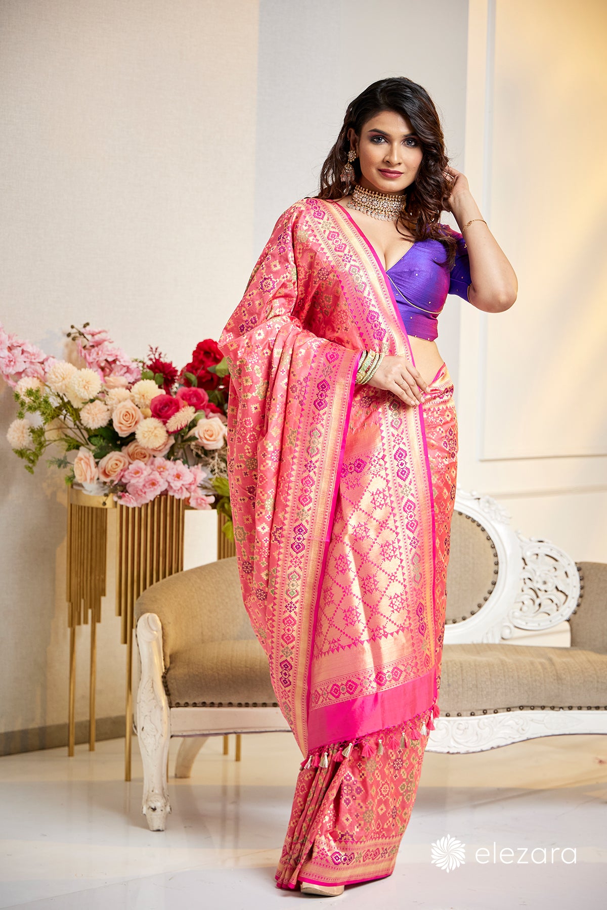 Handwoven Light Pink Pure Katan Patola Silk Banarasi