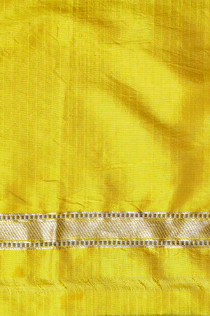 Yellow handwoven brocaded kim khab Meenakari Pure Katan Silk Banarasi