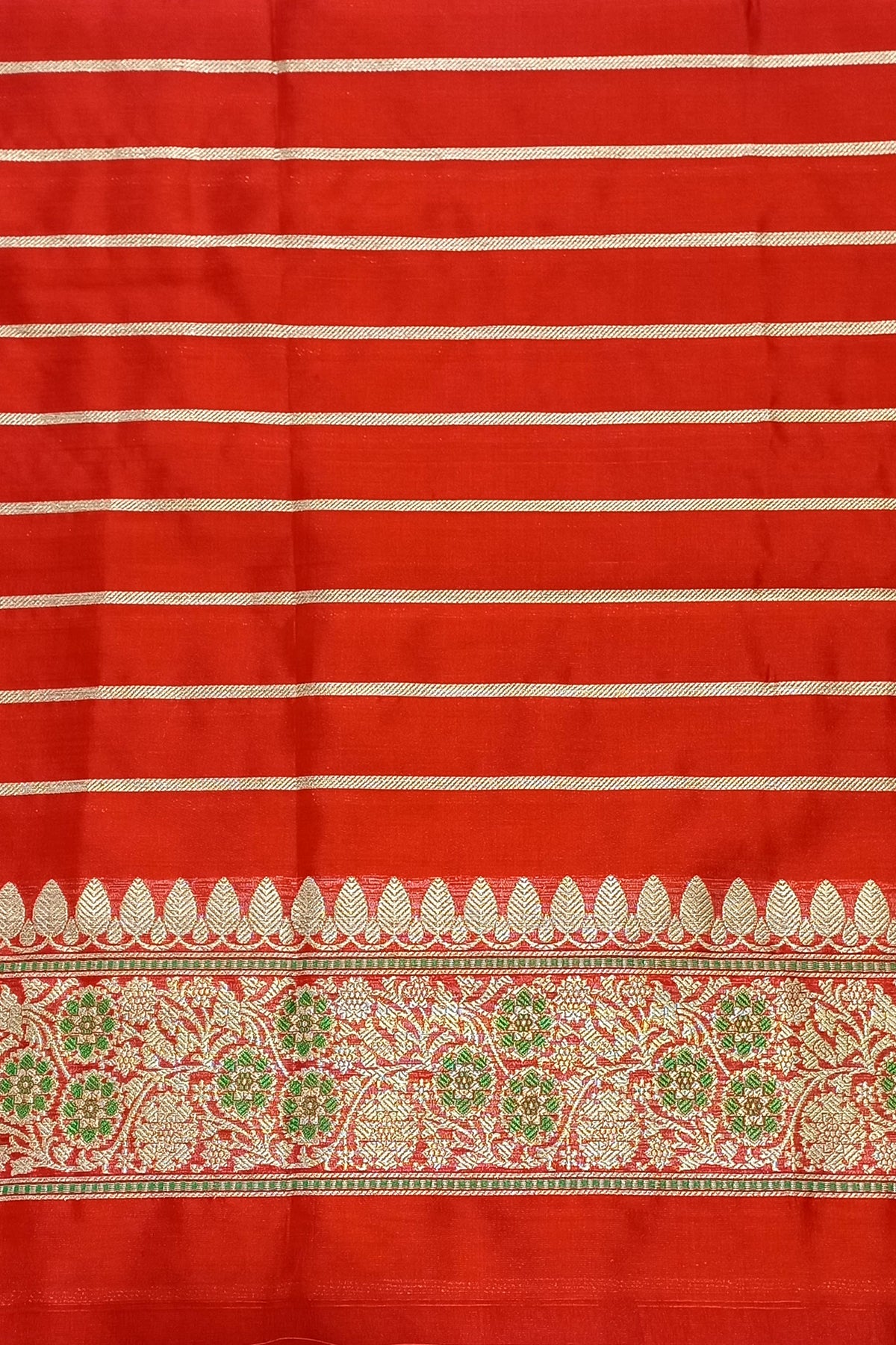 Light Orange Kadhwa Buta Meenakari Pure Kora Handwoven Silk