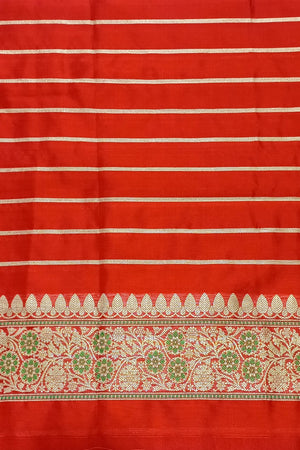 Light Orange Kadhwa Buta Meenakari Pure Kora Handwoven Silk