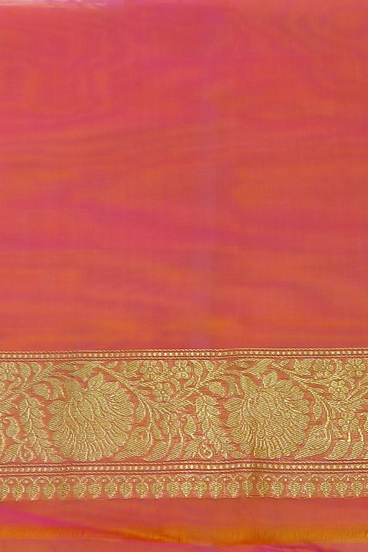 Orange Dual Tone Kadhwa Buta Pure Kora Hand woven Silk