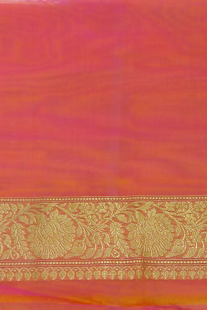 Orange Dual Tone Kadhwa Buta Pure Kora Hand woven Silk