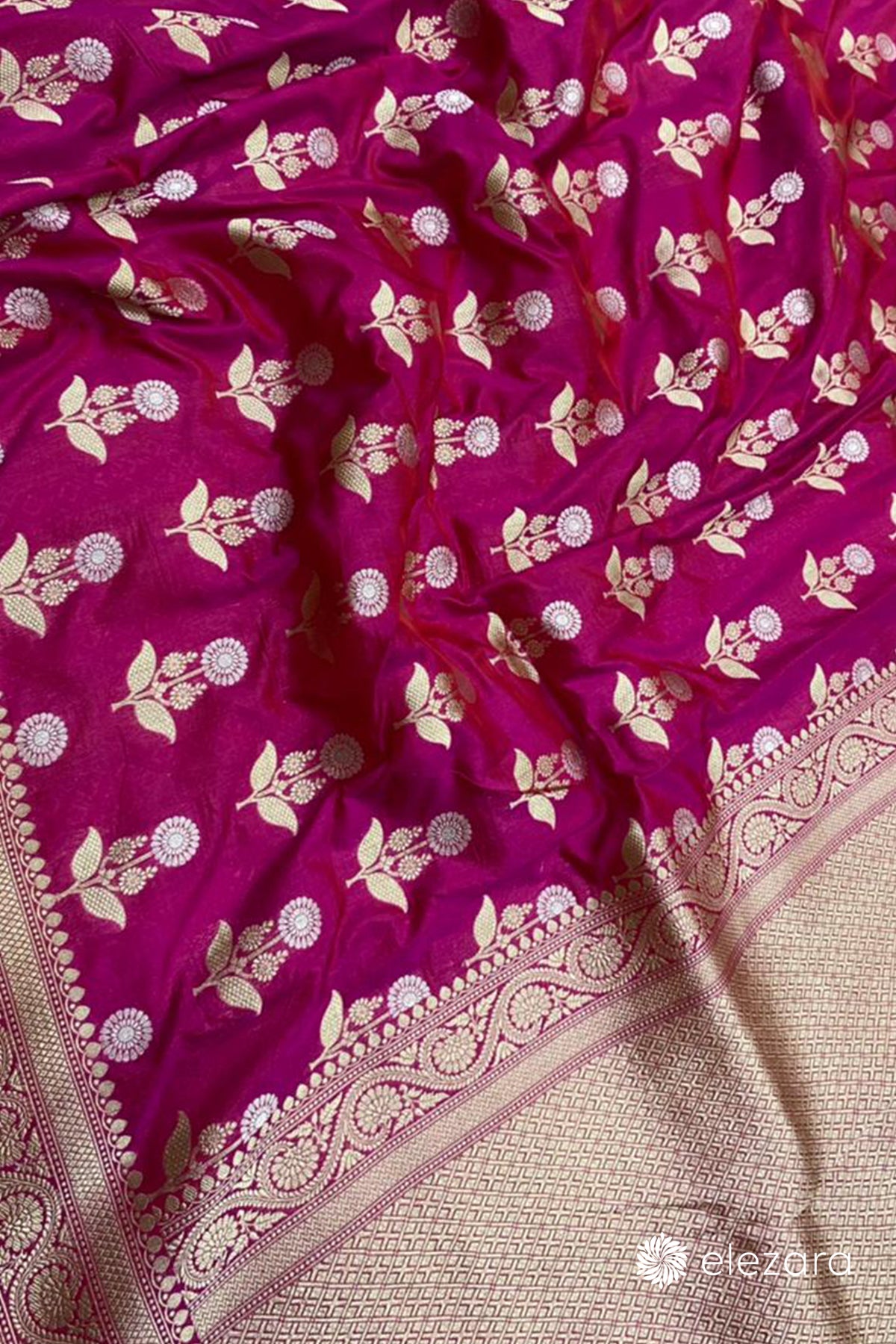 Pink Orange Dual Tone Sona Rupa zari Pure Katan Silk Banarasi