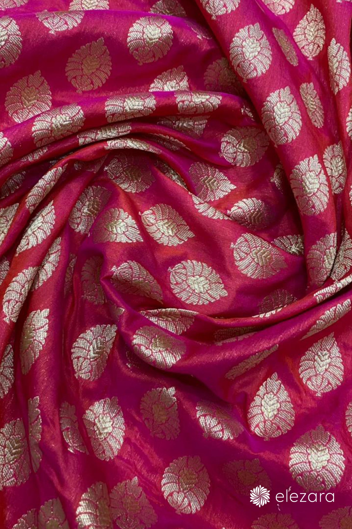 Pink Orange Dual Tone Sona ZariButa Pure Katan Silk Banarasi