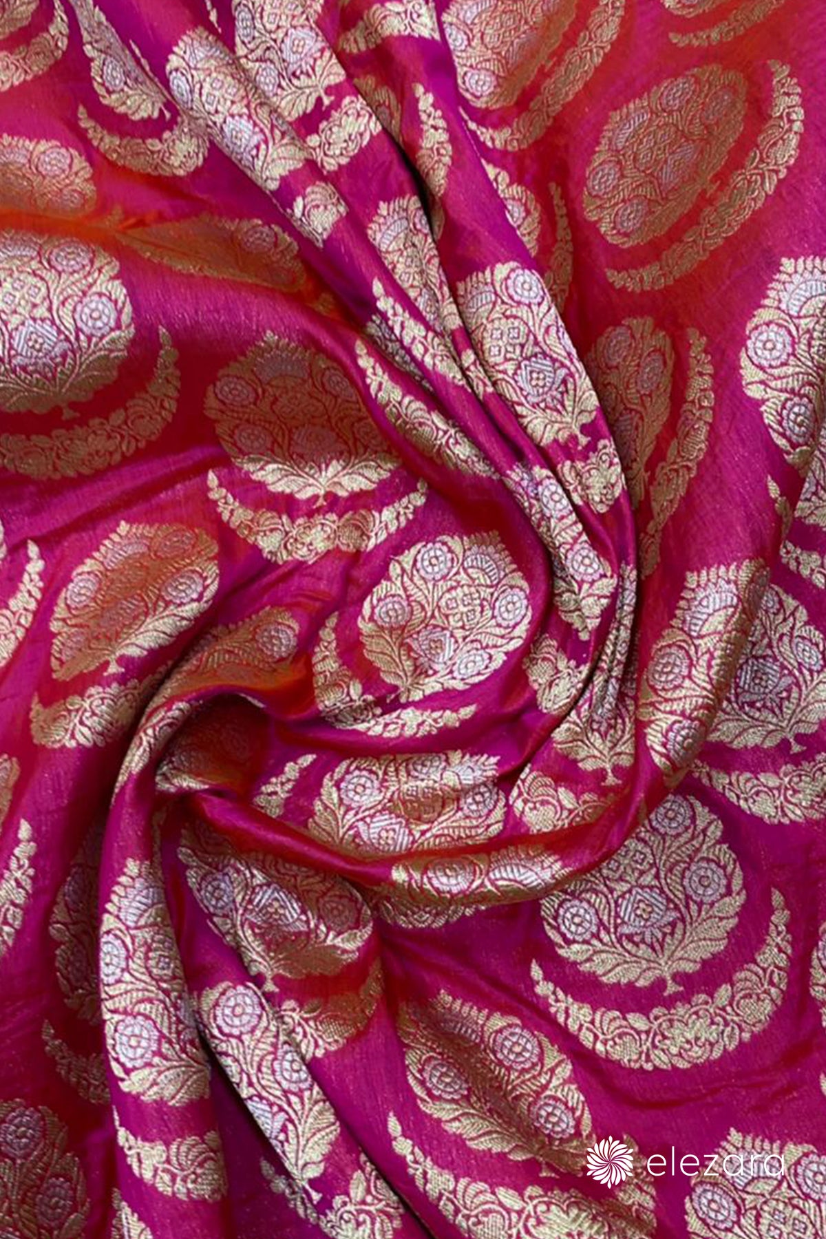 Pink Orange Dual Tone Sona Rupa Zari Pure Katan Silk Banarasi