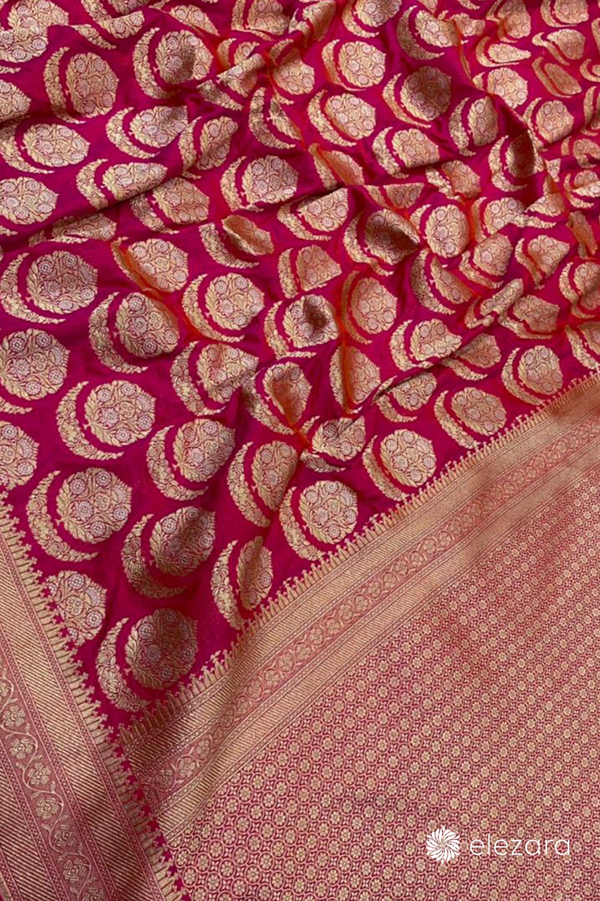 Pink Orange Dual Tone Sona Rupa Zari Pure Katan Silk Banarasi