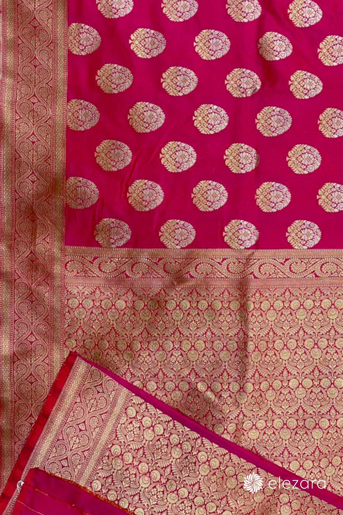 Pink Orange Dual Tone Sona Rupa Zari Buta Pure Katan Silk Banarasi