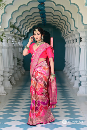 Pink Sona Rupa Zari Rangkat Kadhwa Pure Katan Silk Banarasi