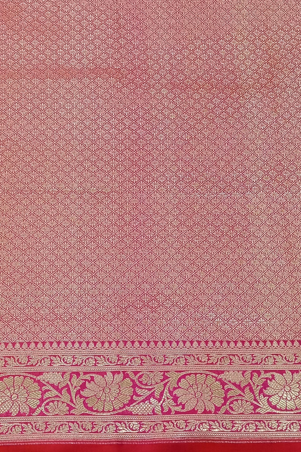 Pink Orange Dual Tone Sona Zari Pure Katan Silk Banarasi