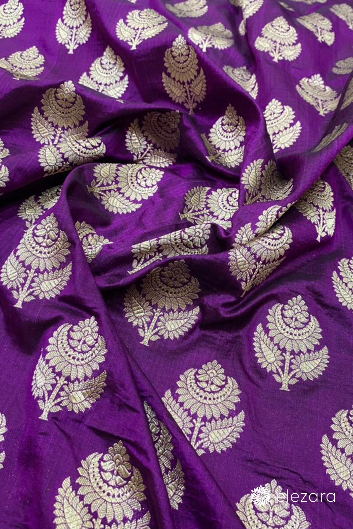 Purple Sona ZariButa Pure Katan Silk Banarasi