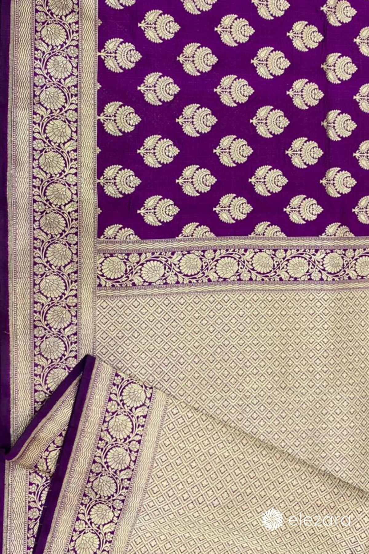 Purple Sona ZariButa Pure Katan Silk Banarasi