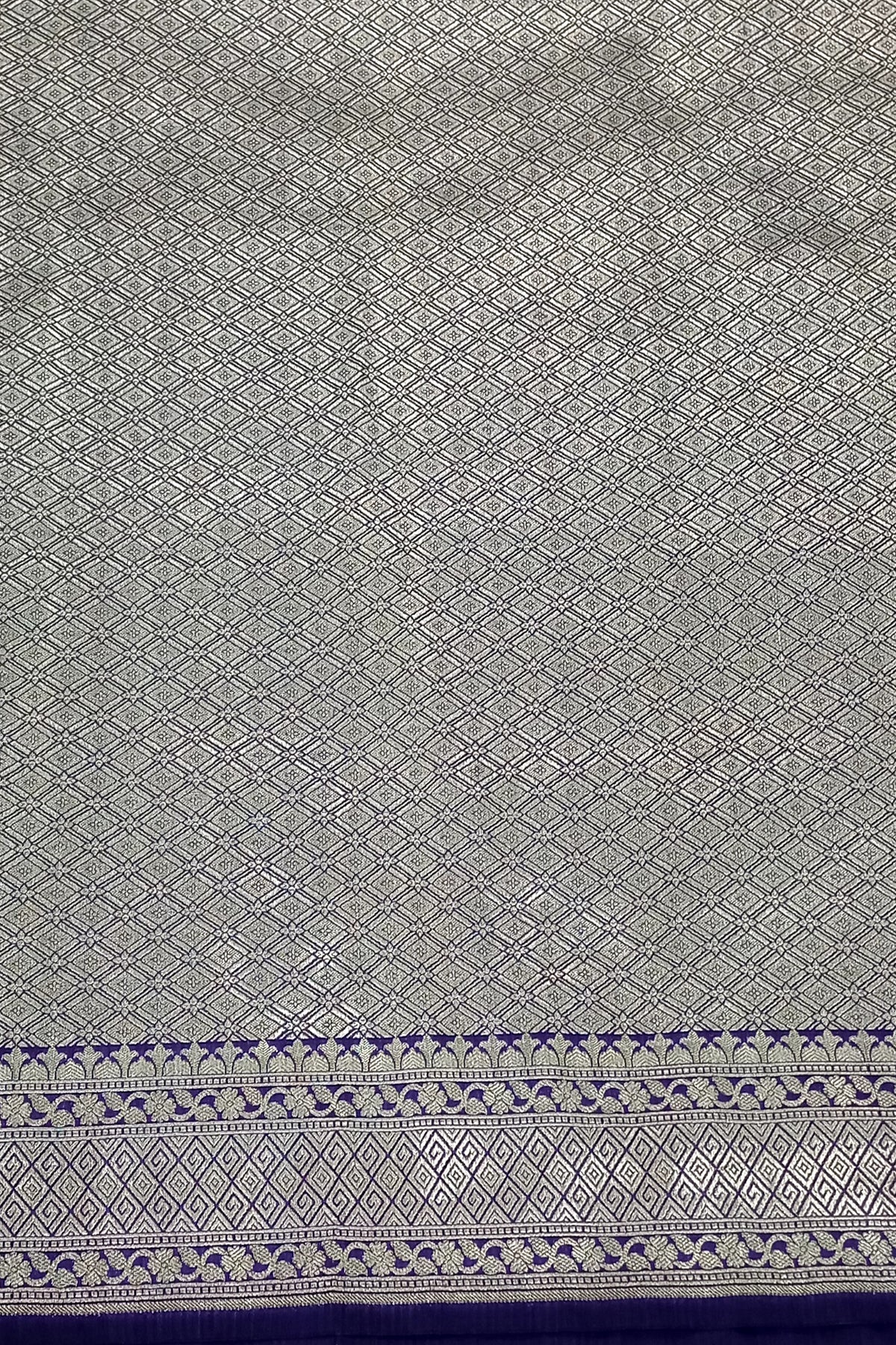 Purple Leheriya Sona Zari Pure Katan Silk Banarasi
